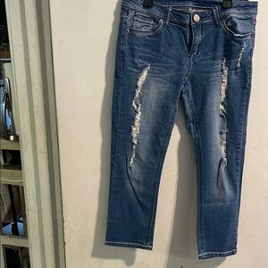 Women's Distressed Blue Jeans